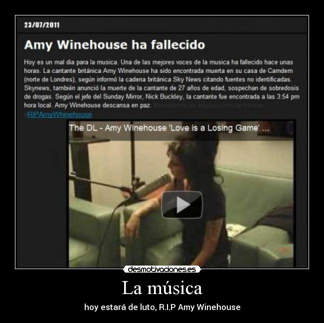 La música - hoy estará de luto, R.I.P Amy Winehouse