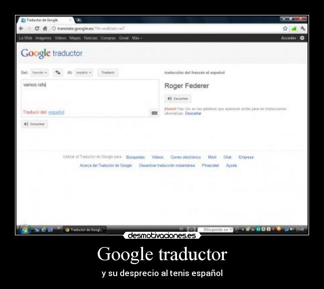 Google traductor - y su desprecio al tenis español