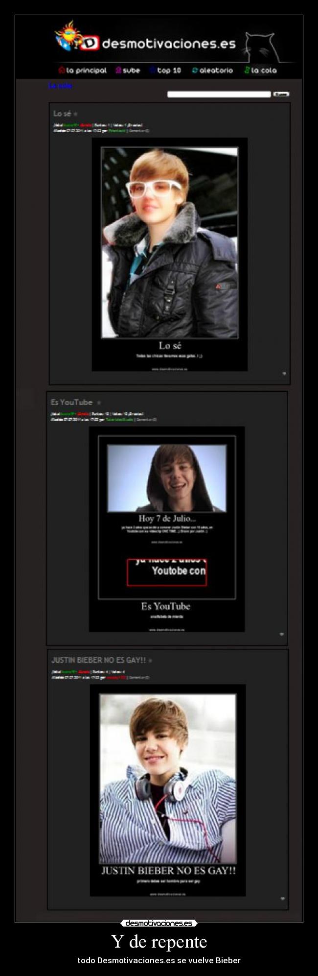 Y de repente - todo Desmotivaciones.es se vuelve Bieber