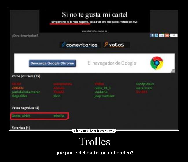 Trolles - que parte del cartel no entienden?