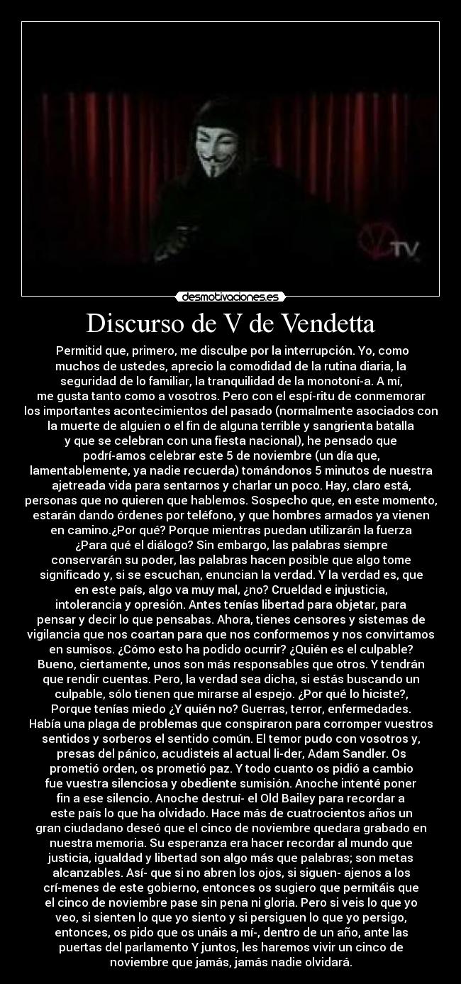 Discurso de V de Vendetta -