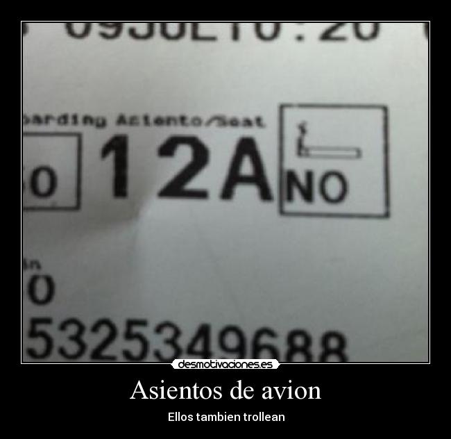 Asientos de avion - Ellos tambien trollean