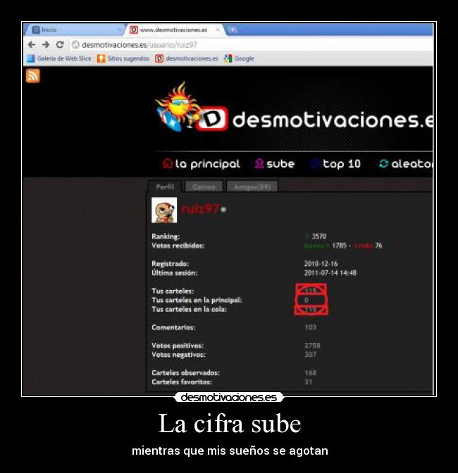 La cifra sube - mientras que mis sueños se agotan