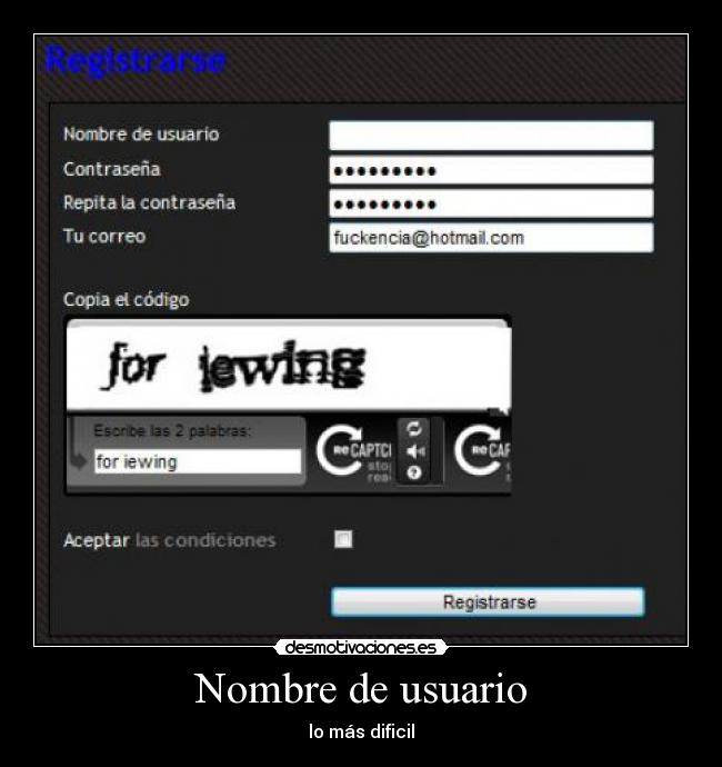 Nombre de usuario - lo más dificil