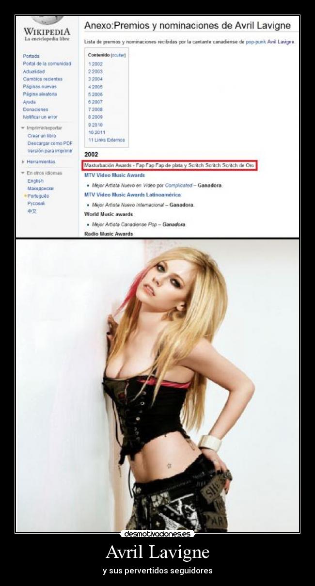 Avril Lavigne - y sus pervertidos seguidores