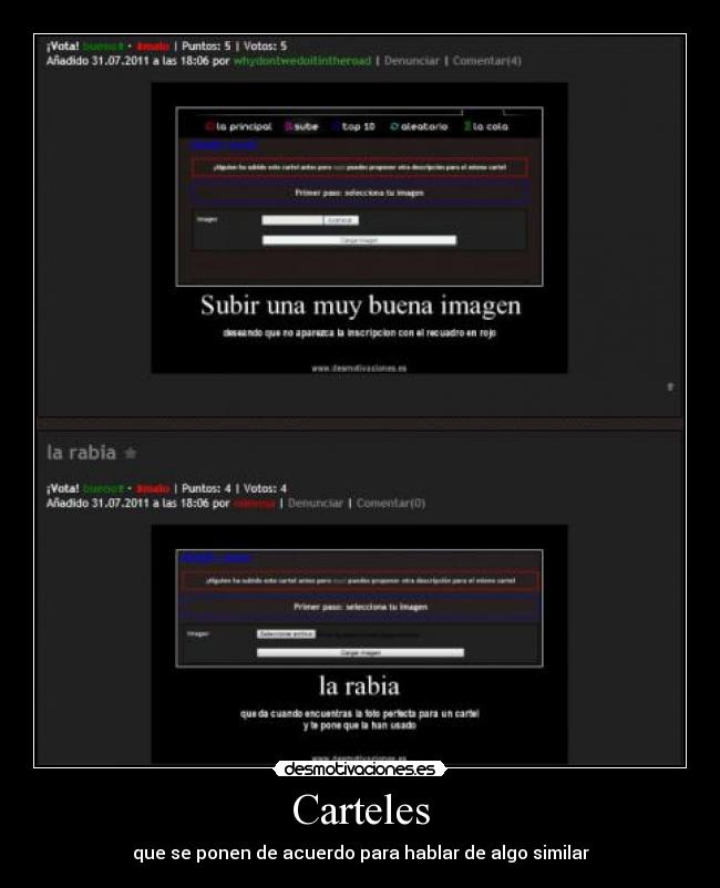 Carteles - que se ponen de acuerdo para hablar de algo similar