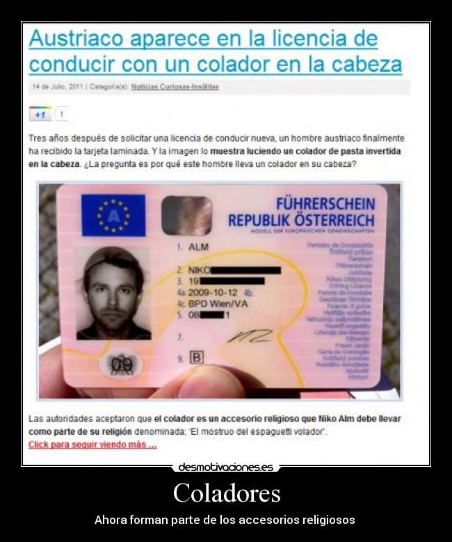 Coladores - Ahora forman parte de los accesorios religiosos