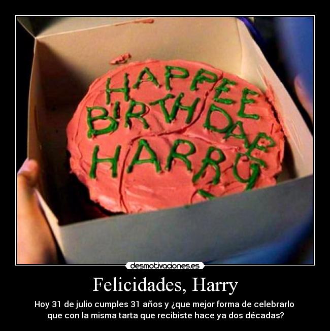 Felicidades, Harry - Hoy 31 de julio cumples 31 años y ¿que mejor forma de celebrarlo 
que con la misma tarta que recibiste hace ya dos décadas?