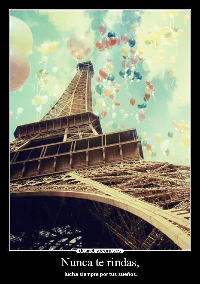 Nunca te rindas, -  lucha siempre por tus sueños.