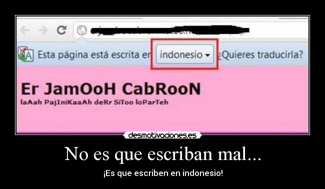 No es que escriban mal... - ¡Es que escriben en indonesio!