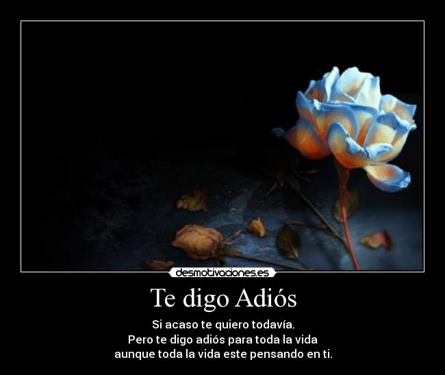 Te digo Adiós - Si acaso te quiero todavía.
Pero te digo adiós para toda la vida
aunque toda la vida este pensando en ti.