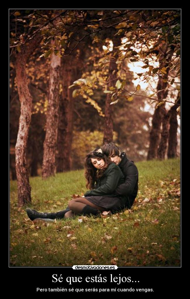 Sé que estás lejos... - Pero también sé que serás para mí cuando vengas.