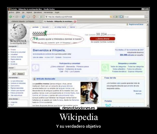 Wikipedia - Y su verdadero objetivo