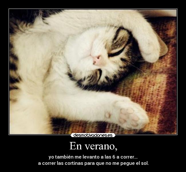En verano, - yo también me levanto a las 6 a correr...
a correr las cortinas para que no me pegue el sol.