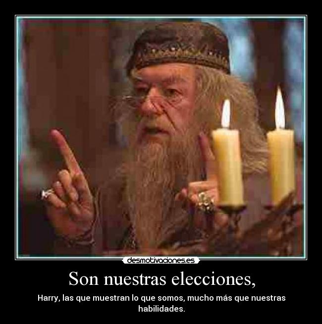 Son nuestras elecciones, - Harry, las que muestran lo que somos, mucho más que nuestras habilidades.