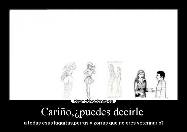 Cariño,¿puedes decirle - a todas esas lagartas,perras y zorras que no eres veterinario?