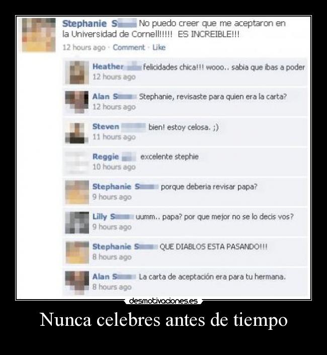 Nunca celebres antes de tiempo -