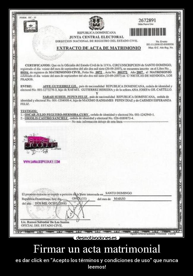 carteles acta matrimonial terminos condiciones etc desmotivaciones