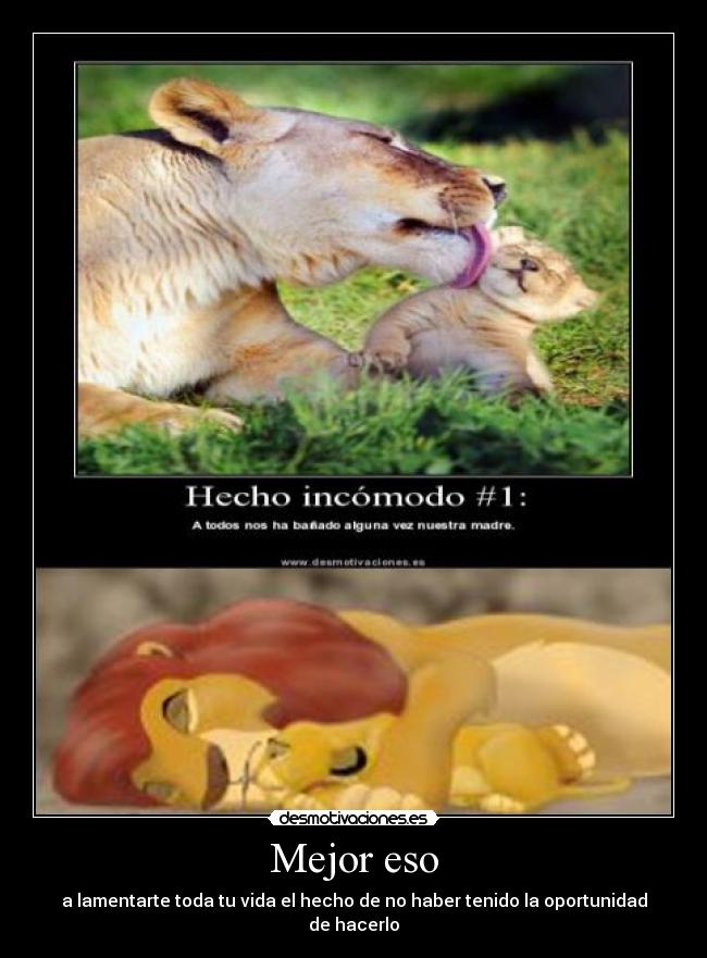 Mejor eso - a lamentarte toda tu vida el hecho de no haber tenido la oportunidad de hacerlo