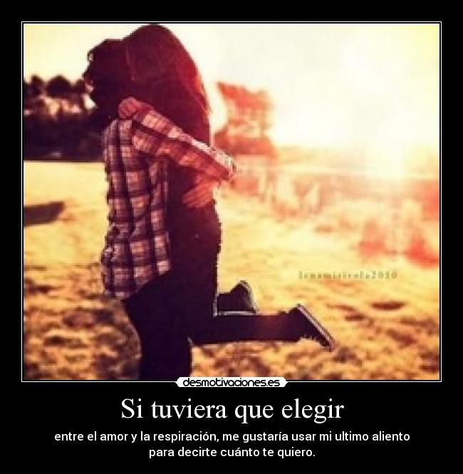 Si tuviera que elegir - entre el amor y la respiración, me gustaría usar mi ultimo aliento
para decirte cuánto te quiero.