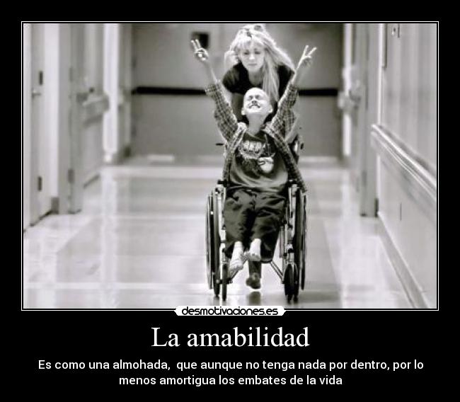 La amabilidad - Es como una almohada, que aunque no tenga nada por dentro, por lo
menos amortigua los embates de la vida