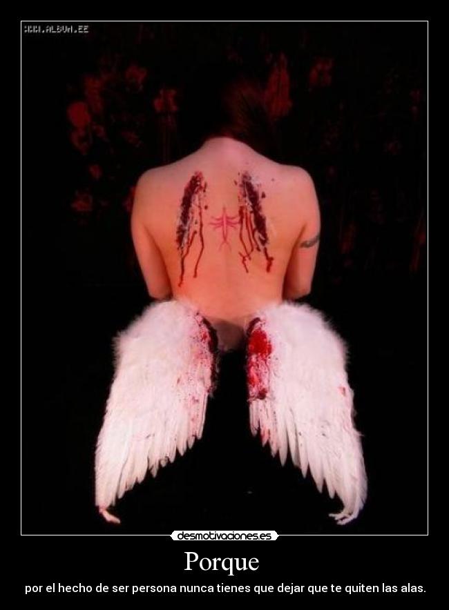 Porque  - por el hecho de ser persona nunca tienes que dejar que te quiten las alas.