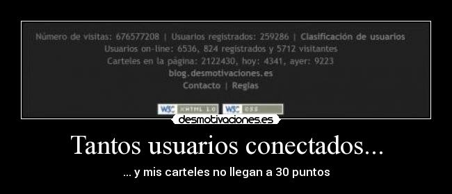 Tantos usuarios conectados... - ... y mis carteles no llegan a 30 puntos