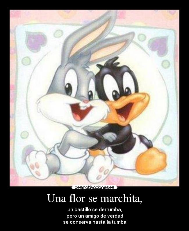 Una flor se marchita, - un castillo se derrumba,
pero un amigo de verdad
se conserva hasta la tumba