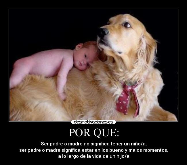 POR QUE: - Ser padre o madre no significa tener un niño/a,
ser padre o madre significa estar en los bueno y malos momentos,
a lo largo de la vida de un hijo/a