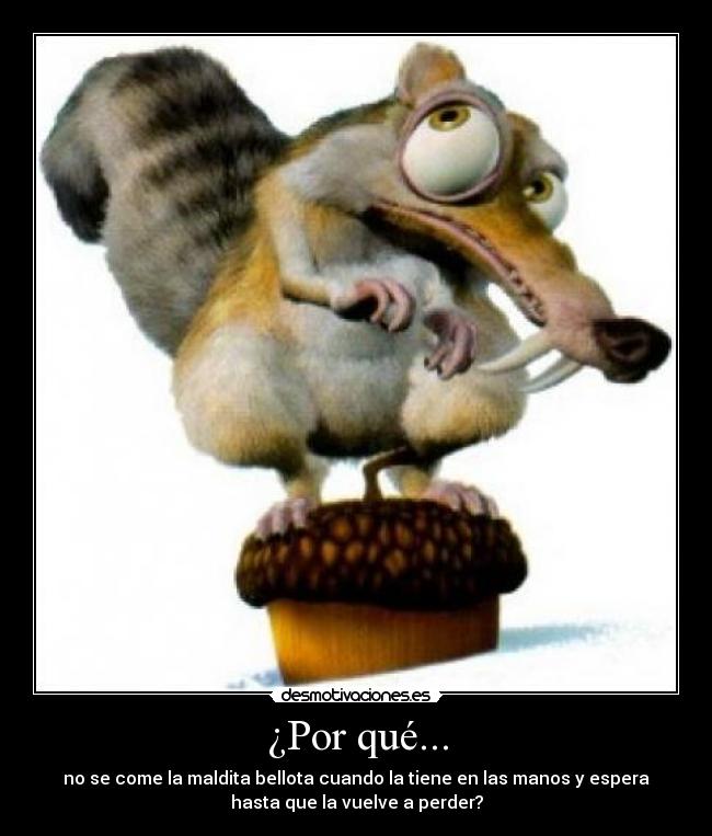 ¿Por qué... - no se come la maldita bellota cuando la tiene en las manos y espera
hasta que la vuelve a perder?