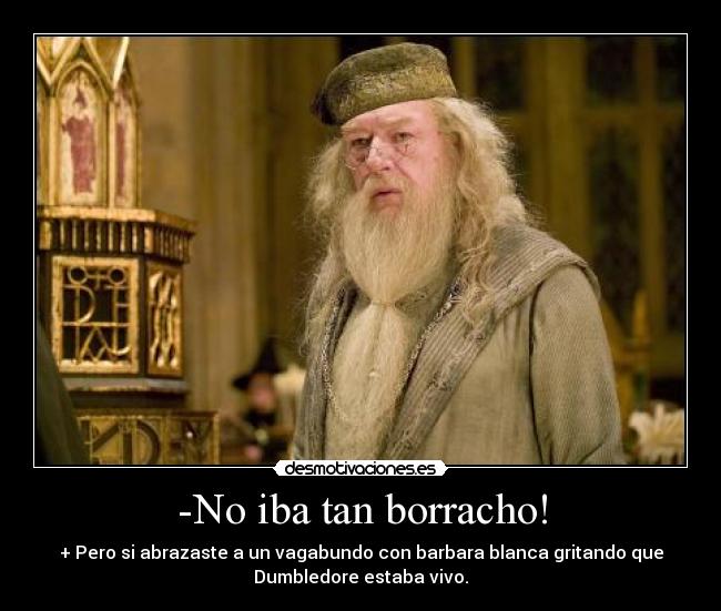 -No iba tan borracho! - + Pero si abrazaste a un vagabundo con barbara blanca gritando que
Dumbledore estaba vivo.