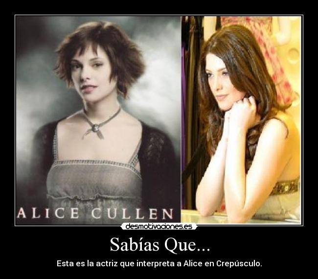 Sabías Que... - Esta es la actriz que interpreta a Alice en Crepúsculo.