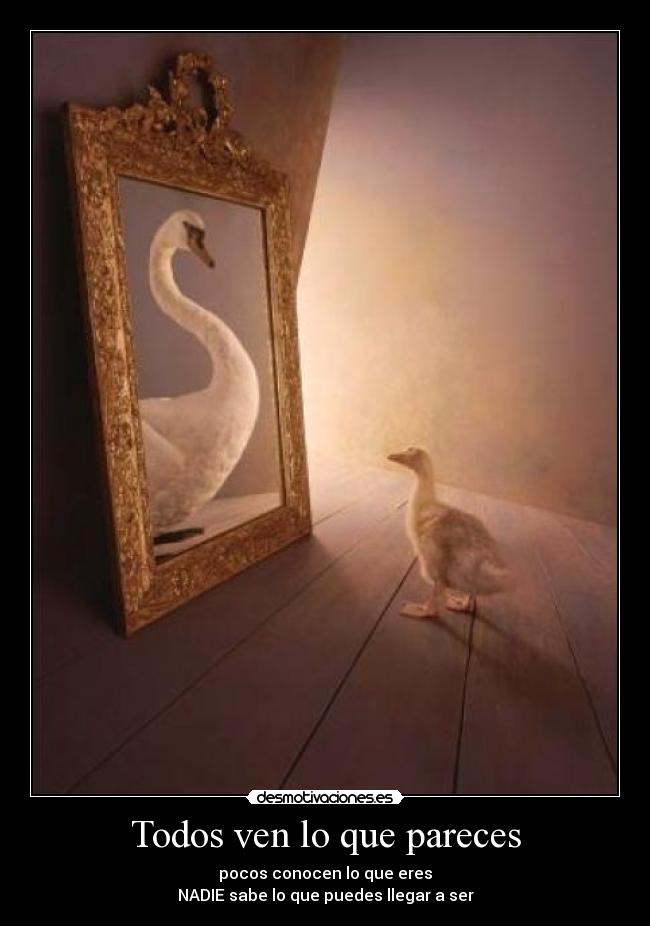 Todos ven lo que pareces - pocos conocen lo que eres
NADIE sabe lo que puedes llegar a ser