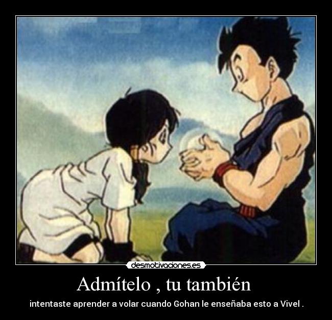 Admítelo , tu también  - intentaste aprender a volar cuando Gohan le enseñaba esto a Vivel .