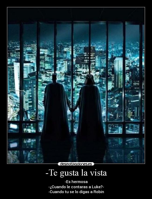 -Te gusta la vista - -Es hermosa
-¿Cuando le contaras a Luke?-
-Cuando tu se lo digas a Robin