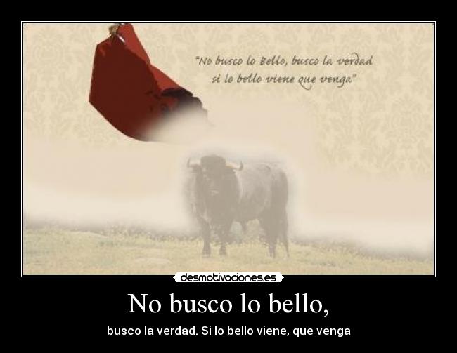 No busco lo bello, - 
