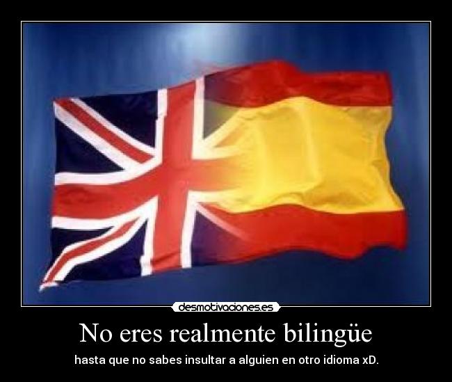 No eres realmente bilingüe - hasta que no sabes insultar a alguien en otro idioma xD.