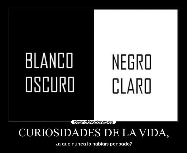 CURIOSIDADES DE LA VIDA, - ¿a que nunca lo habíais pensado?