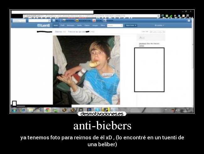 anti-biebers - ya tenemos foto para reirnos de él xD , (lo encontré en un tuenti de una beliber)