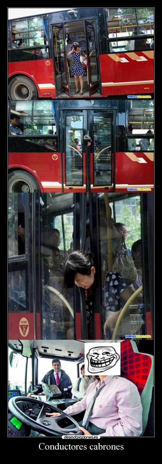 carteles autobuses conductor troll face desmotivaciones