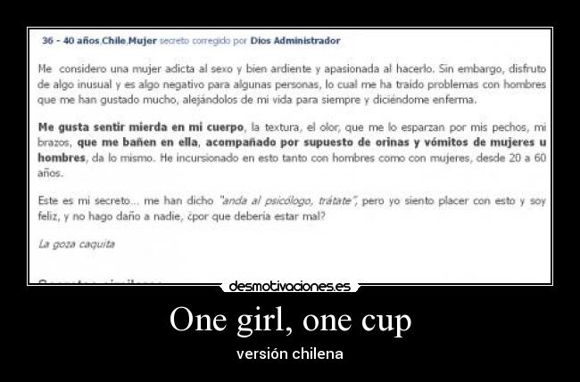 One girl, one cup - versión chilena