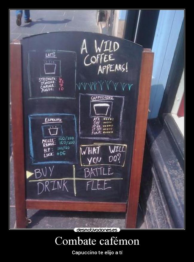 Combate cafémon - Capuccino te elijo a tí