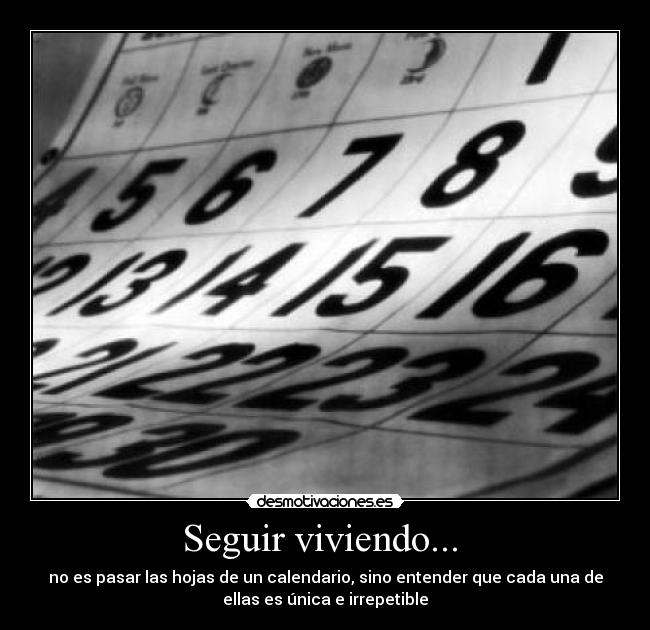 Seguir viviendo...  - no es pasar las hojas de un calendario, sino entender que cada una de
ellas es única e irrepetible