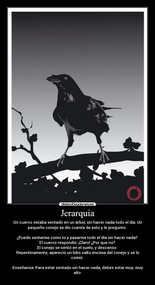 carteles jerarquia cuervo conejo ensenanza desmotivaciones