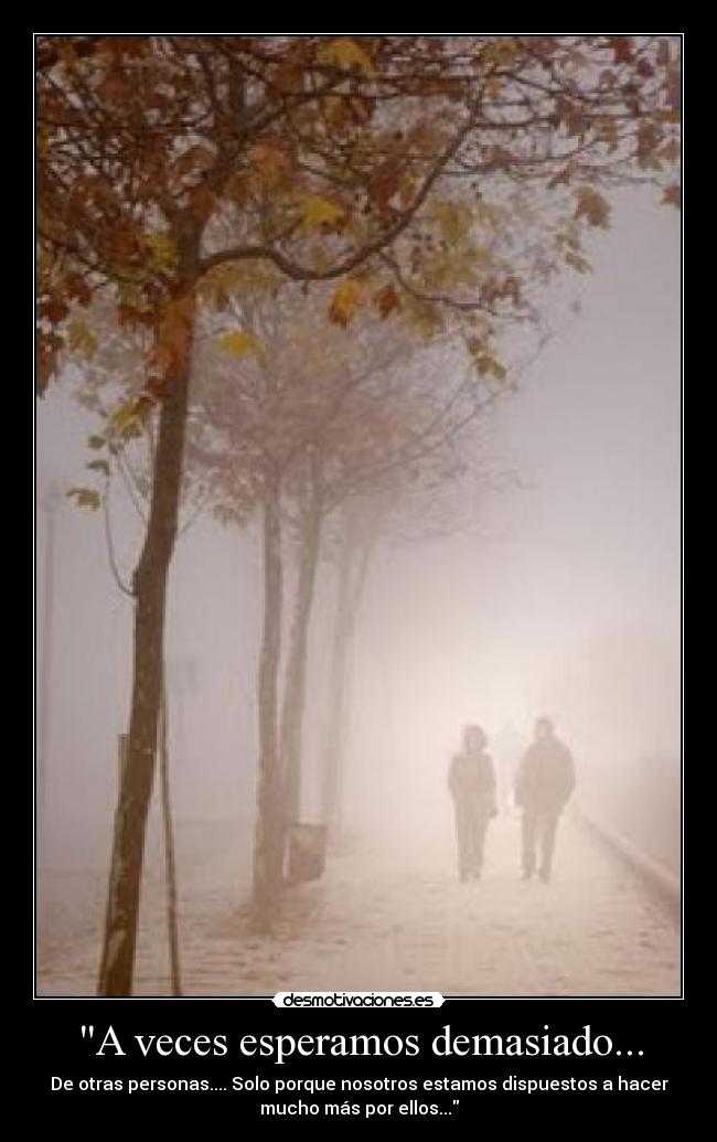 A veces esperamos demasiado... - De otras personas.... Solo porque nosotros estamos dispuestos a hacer
mucho más por ellos...