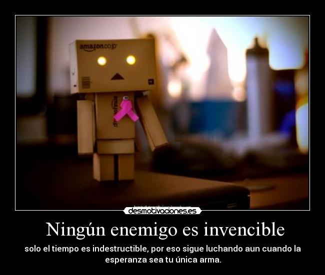  Ningún enemigo es invencible - solo el tiempo es indestructible, por eso sigue luchando aun cuando la
esperanza sea tu única arma.