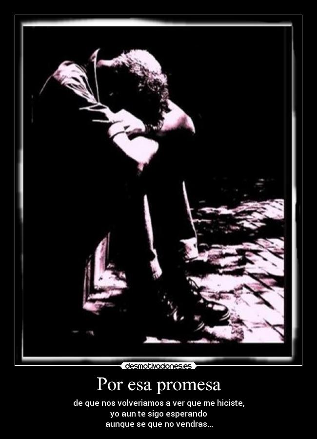 Por esa promesa - de que nos volveriamos a ver que me hiciste,
yo aun te sigo esperando
aunque se que no vendras...