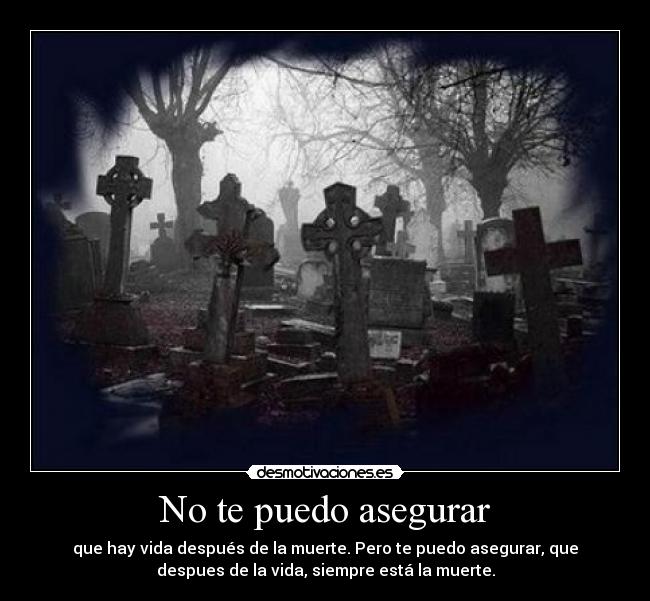 No te puedo asegurar - que hay vida después de la muerte. Pero te puedo asegurar, que
despues de la vida, siempre está la muerte.