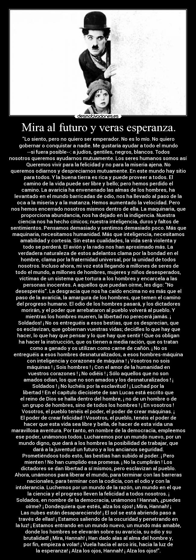 Mira al futuro y veras esperanza. - 
