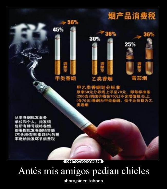 Antés mis amigos pedian chicles - ahora,piden tabaco.